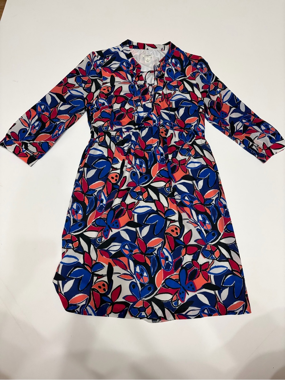 J. Crew Blue & Pink Floral Midi Dress business casual everyday wear XS cute